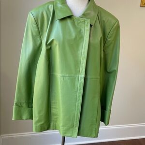 Talbots Fresh Green Leather Jacket